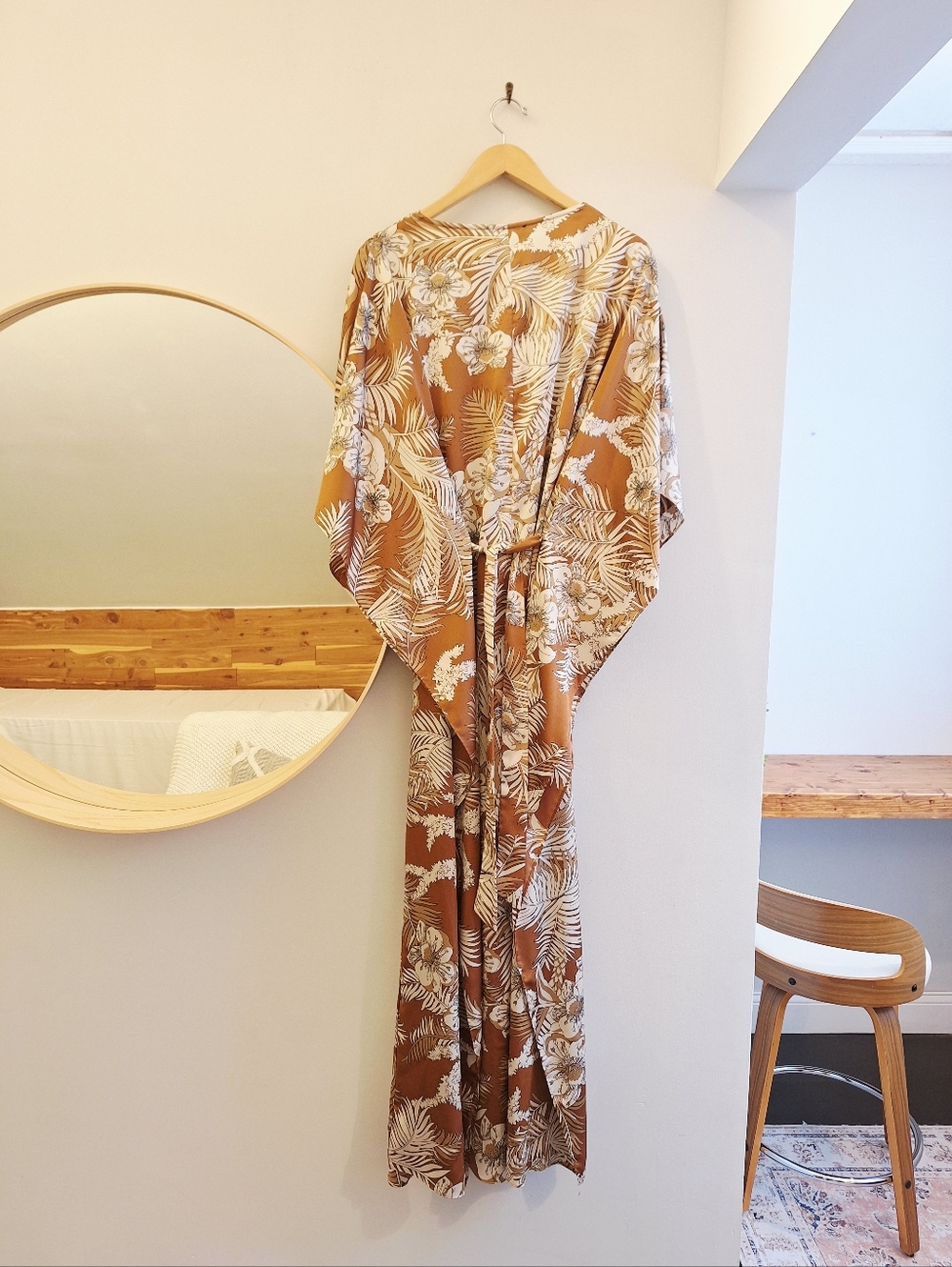 Lulus Take A Holiday Tan Tropical Print Maxi Dress - Small - Picture 9 of 9
